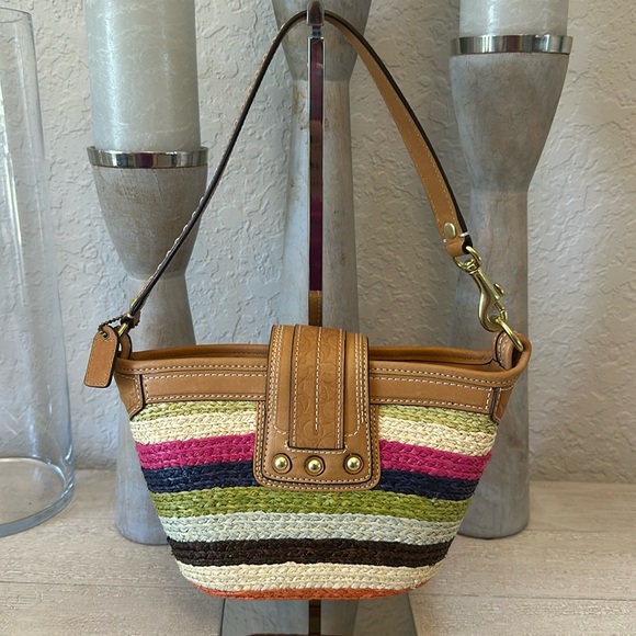 Coach Straw Top Handle Mini in Straw and Natural leather Signature C New 41248 - Picture 3 of 13